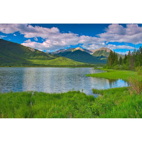 Canada-Alberta-Banff National Park Mountains and lake landscape Black Modern Wood Framed Art Print by Jaynes Gallery