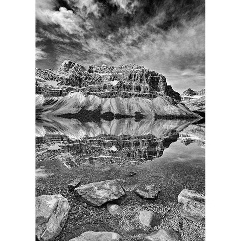 Canada-Alberta-Banff National Park Bow Lake and Crowfoot Mountain landscape Black Modern Wood Framed Art Print by Jaynes Gallery
