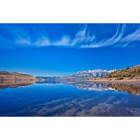 Canada-Alberta-Jasper National Park Reflections in Jasper Lake Black Modern Wood Framed Art Print by Jaynes Gallery