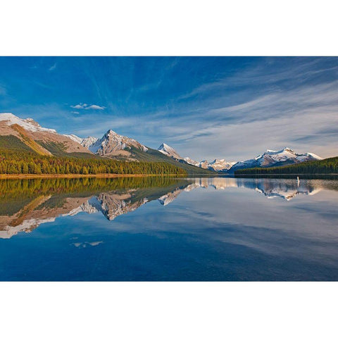 Canada-Alberta-Jasper National Park Reflections in Maligne Lake Black Modern Wood Framed Art Print with Double Matting by Jaynes Gallery