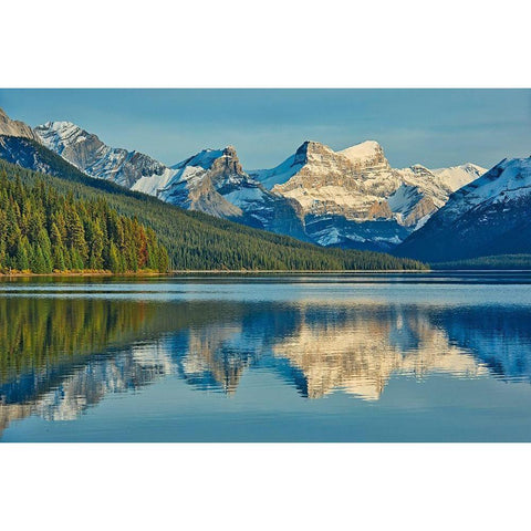 Canada-Alberta-Jasper National Park Reflections in Maligne Lake Black Modern Wood Framed Art Print by Jaynes Gallery