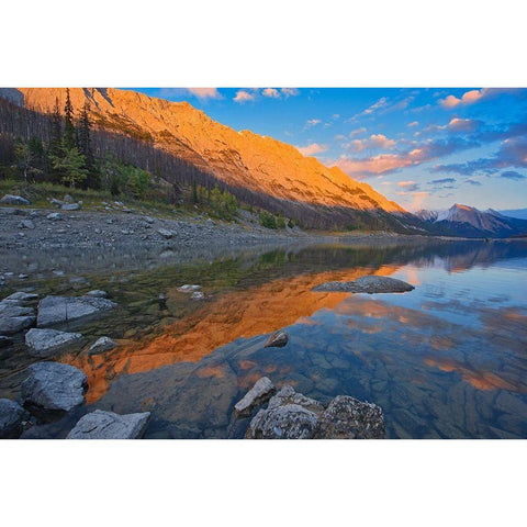 Canada-Alberta-Jasper National Park Sunset on Medicine Lake Black Modern Wood Framed Art Print by Jaynes Gallery