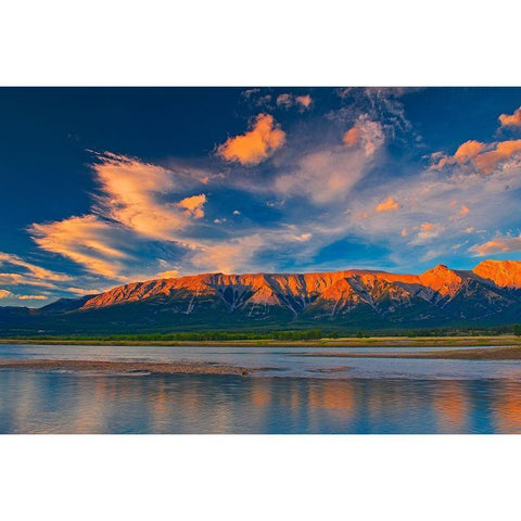 Canada-Alberta Canadian Rocky Mountains and Abraham Lake at sunrise White Modern Wood Framed Art Print by Jaynes Gallery