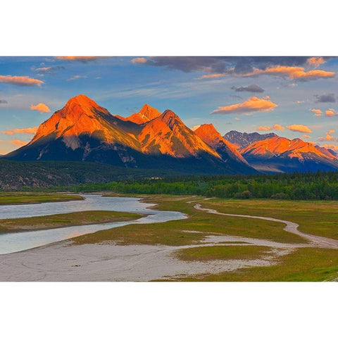 Canada-Alberta Canadian Rocky Mountains and Abraham Lake at sunrise Black Modern Wood Framed Art Print by Jaynes Gallery