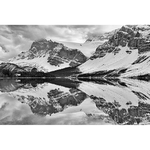 Canada-Alberta-Banff National Park Crowfoot Mountain reflected in Bow Lake Gold Ornate Wood Framed Art Print with Double Matting by Jaynes Gallery