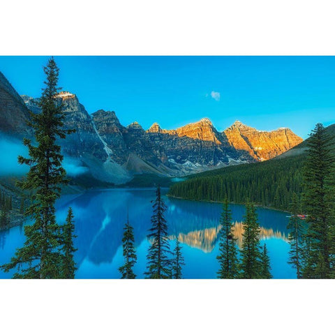 Canada-Alberta-Banff National Park Moraine Lake and Valley of the Ten Peaks at sunrise Black Modern Wood Framed Art Print by Jaynes Gallery