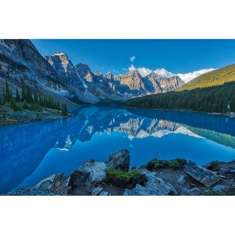 Canada-Alberta-Banff National Park Moraine Lake and Valley of the Ten Peaks at sunrise Black Modern Wood Framed Art Print by Jaynes Gallery