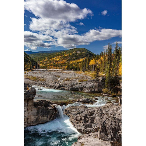 Elbow Falls in autumn in Kananaskis Country-Alberta-Canada Black Modern Wood Framed Art Print by Haney, Chuck