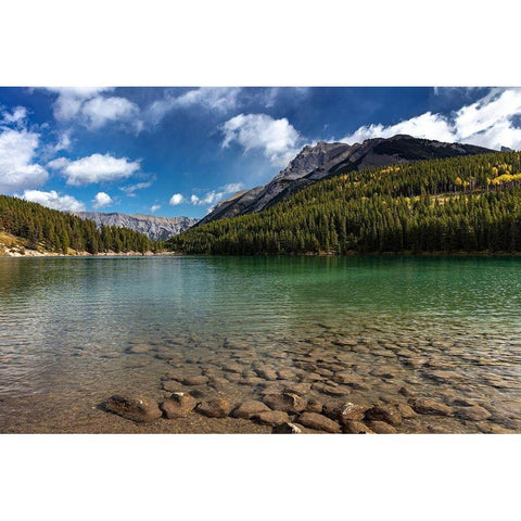 Two Jack Lake in Banff National Park-Canada Black Modern Wood Framed Art Print with Double Matting by Haney, Chuck