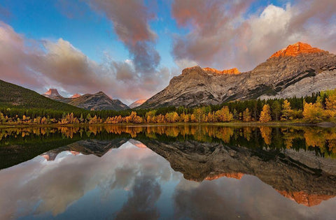 Morning light on Wedge Pond in Kananaskis Country-Alberta-Canada Black Ornate Wood Framed Art Print with Double Matting by Haney, Chuck