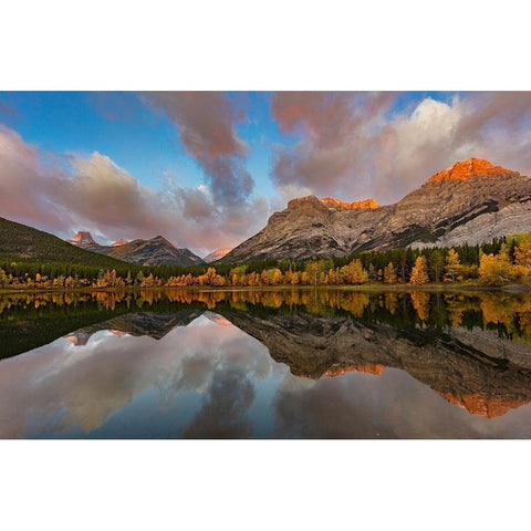 Morning light on Wedge Pond in Kananaskis Country-Alberta-Canada Black Modern Wood Framed Art Print with Double Matting by Haney, Chuck