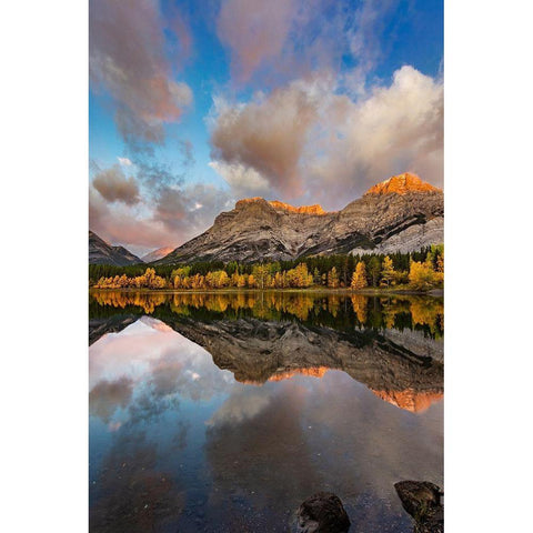 Morning light on Wedge Pond in Kananaskis Country-Alberta-Canada Black Modern Wood Framed Art Print by Haney, Chuck
