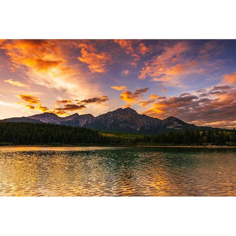 Sunset at Patricia Lake-Jasper National Park-Alberta-Canada Black Modern Wood Framed Art Print by Bishop, Russ