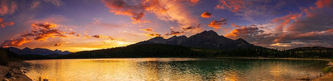 Sunset at Patricia Lake-Jasper National Park-Alberta-Canada White Modern Wood Framed Art Print with Double Matting by Bishop, Russ