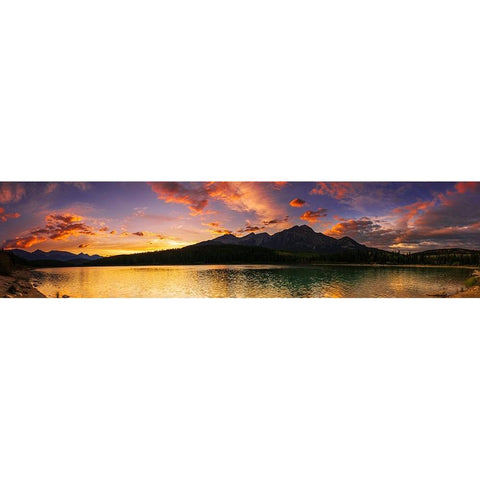 Sunset at Patricia Lake-Jasper National Park-Alberta-Canada Black Modern Wood Framed Art Print by Bishop, Russ