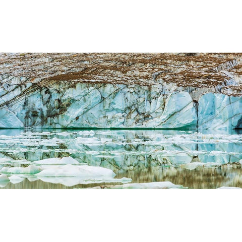 Icebergs on glacial meltwater under Mount Edith Cavell-Jasper National Park-Alberta-Canada Black Modern Wood Framed Art Print by Bishop, Russ