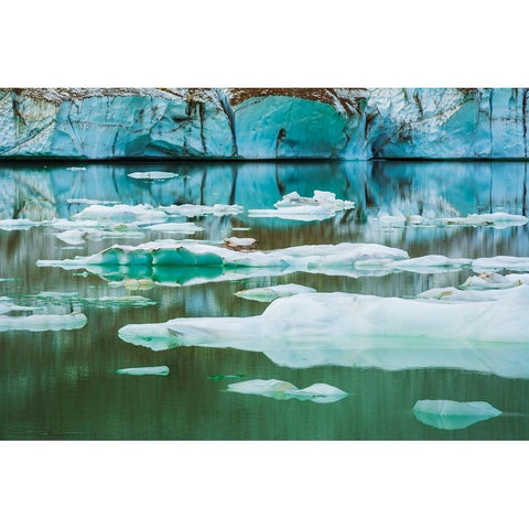 Icebergs on glacial meltwater under Mount Edith Cavell-Jasper National Park-Alberta-Canada Black Modern Wood Framed Art Print by Bishop, Russ