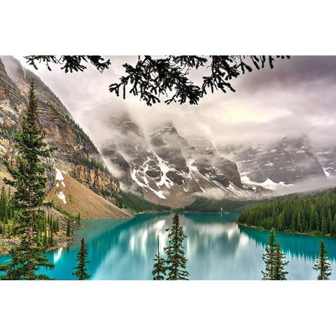 Moraine lake in the valley of the ten peaks in the Alberta-Canada Rocky Mountains Black Modern Wood Framed Art Print with Double Matting by Steve Mohlenkamp