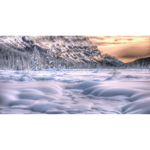 A cold Christmas day sunrise in the Canadian Rockies Black Modern Wood Framed Art Print with Double Matting by Steve Mohlenkamp