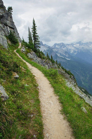 Abbott Ridge Trail along cliffs below Mount Abbott Selkirk Mountains Glacier National Park Black Ornate Wood Framed Art Print with Double Matting by Majchrowicz, Alan