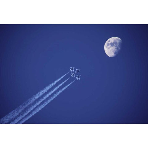 Canada, BC Four fighter jets fly in formation White Modern Wood Framed Art Print by Satushek, Steve