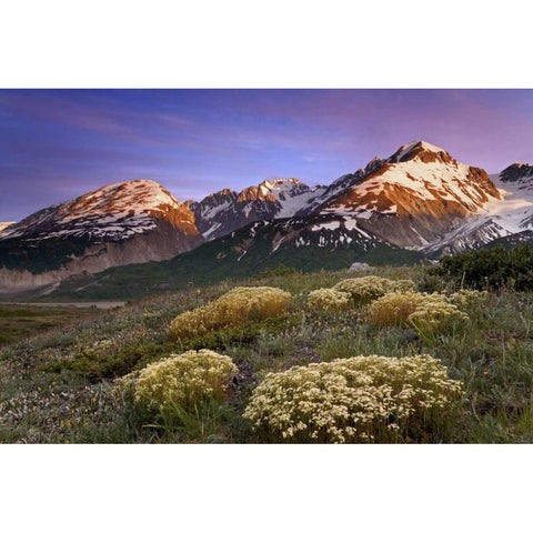 Canada, BC Sunset over the mountain valley Black Modern Wood Framed Art Print with Double Matting by Paulson, Don
