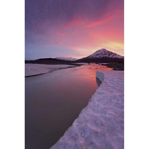 Canada, BC, View of Alsek River at sunset Black Modern Wood Framed Art Print by Paulson, Don