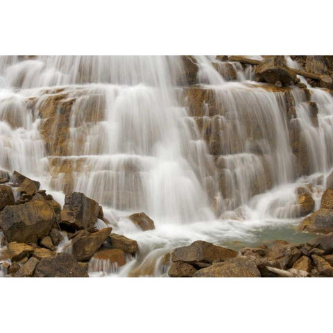 Canada, BC, Yoho NP Sherbrooke Falls White Modern Wood Framed Art Print by Paulson, Don