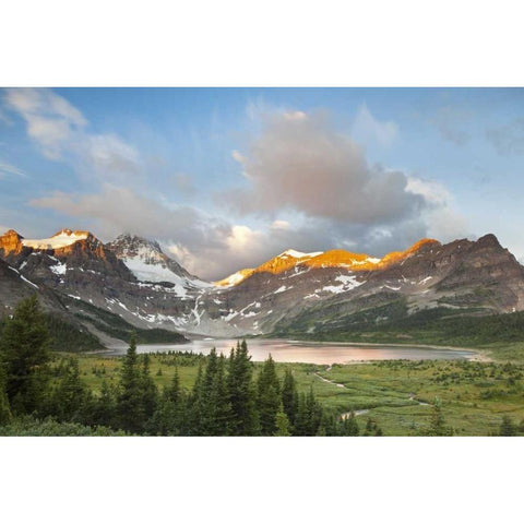 Canada, BC Sunrise on Magog Lake Meadows Black Modern Wood Framed Art Print by Paulson, Don