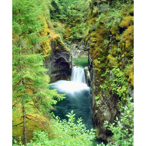 Canada, BC Waterfall on Little Qualicum River Black Modern Wood Framed Art Print by Talbot Frank, Christopher