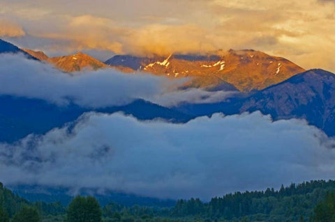 Canada, BC Sunset on the Canadian Rockies White Modern Wood Framed Art Print with Double Matting by Grandmaison, Mike