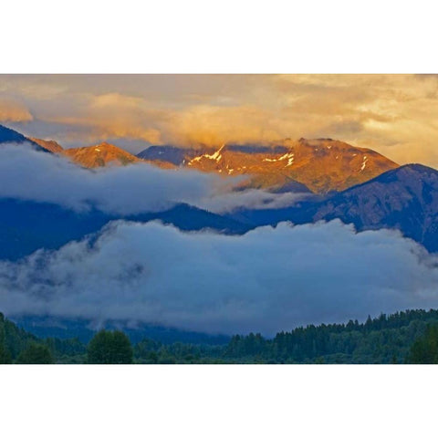 Canada, BC Sunset on the Canadian Rockies White Modern Wood Framed Art Print by Grandmaison, Mike