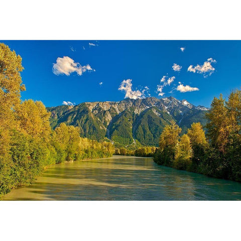 Canada-British Columbia-Pemberton Mountains and Lillooet River Black Modern Wood Framed Art Print by Jaynes Gallery