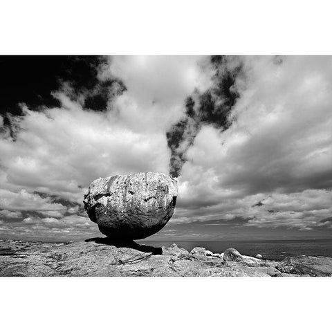 Canada-British Columbia-Haida Gwaii Balance Rock on Graham Island Black Modern Wood Framed Art Print by Jaynes Gallery