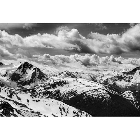 Canada-British Columbia-Whistler BandW of Fitzsimmons Range in Garibaldi Provincial Park  Black Modern Wood Framed Art Print by Jaynes Gallery