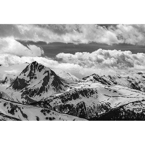Canada-British Columbia-Whistler BandW of Fitzsimmons Range in Garibaldi Provincial Park  Black Modern Wood Framed Art Print by Jaynes Gallery