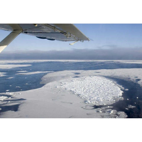 Canada, Manitoba, Aerial view of ice on the bay Black Modern Wood Framed Art Print by Kaveney, Wendy