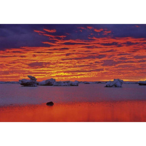 Canada, Hudson Bay Ice floes on water at sunset Black Modern Wood Framed Art Print by Grandmaison, Mike