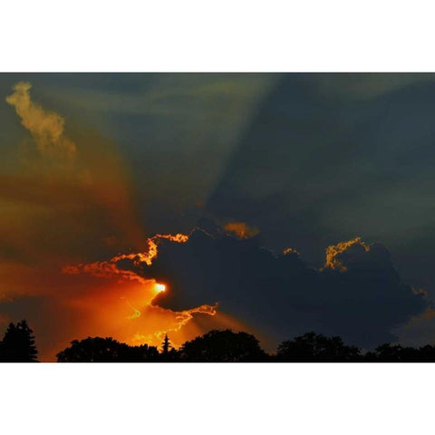 Canada, Winnipeg God rays at sunset Gold Ornate Wood Framed Art Print with Double Matting by Grandmaison, Mike