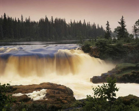 Canada, Manitoba, Pisew Falls Black Ornate Wood Framed Art Print with Double Matting by Grandmaison, Mike