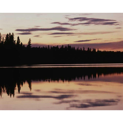 Canada, Manitoba, sunrise over Childs Lake White Modern Wood Framed Art Print by Grandmaison, Mike