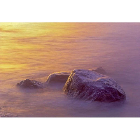 Canada, Manitoba Sunrise on Lake Winnipeg Black Modern Wood Framed Art Print by Grandmaison, Mike