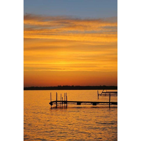 Canada, Manitoba Docks on Clearwater Lake White Modern Wood Framed Art Print by Grandmaison, Mike