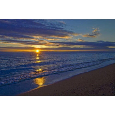Canada, Manitoba Sunrise on Lake Winnipeg Black Modern Wood Framed Art Print by Grandmaison, Mike