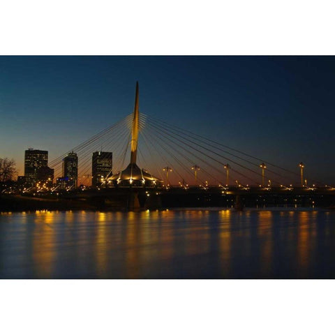 Canada, Manitoba, Winnipeg Esplanade Riel bridge Gold Ornate Wood Framed Art Print with Double Matting by Grandmaison, Mike