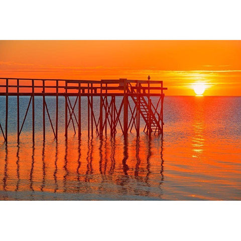 Canada-Manitoba-Matlock Pier at sunrise on Lake Winnipeg Black Modern Wood Framed Art Print with Double Matting by Jaynes Gallery