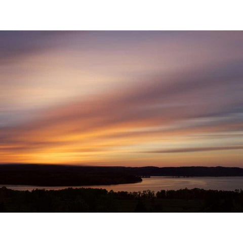 Canada Sunset on meadow and St John River White Modern Wood Framed Art Print by Anon, Ellen