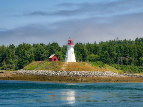 Maine-Lubec Mulholland Point Lighthouse as seen from the town of Lubec-Maine Black Ornate Wood Framed Art Print with Double Matting by Eggers, Julie