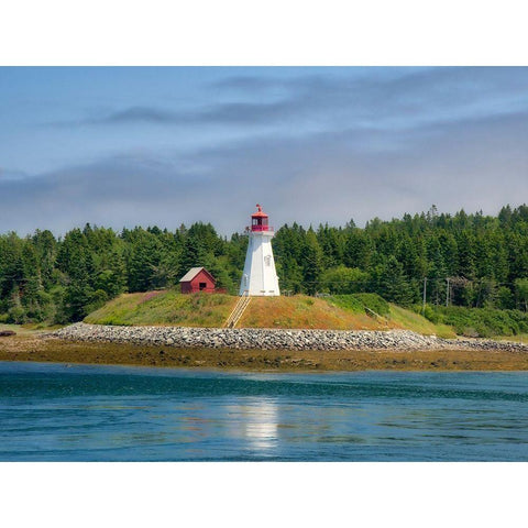 Maine-Lubec Mulholland Point Lighthouse as seen from the town of Lubec-Maine Gold Ornate Wood Framed Art Print with Double Matting by Eggers, Julie