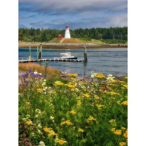 Maine-Lubec Mulholland Point Lighthouse as seen from the town of Lubec-Maine Gold Ornate Wood Framed Art Print with Double Matting by Eggers, Julie
